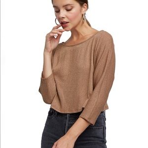 Rachel Pally Metallic Rib Knit Cropped Sweater